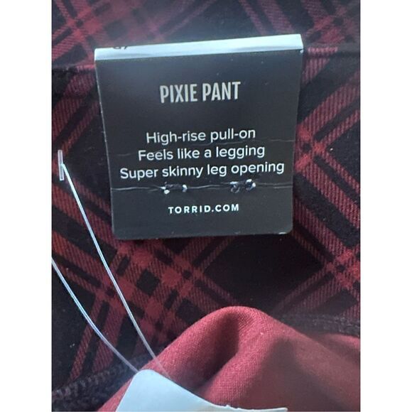 Torrid Pixie Skinny plaid size 4 Luxe Ponte High-Rise Pant red black - Picture 9 of 10
